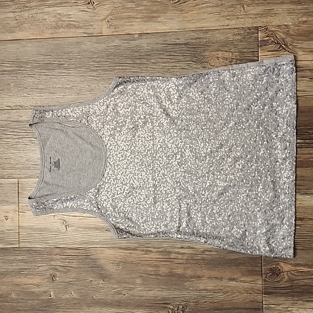 DKNY Jeans Silver Sequin Tank Top, Size L